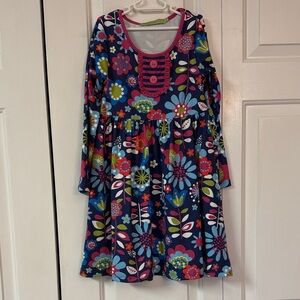 Colorful Floral Kids Dress with Buttons